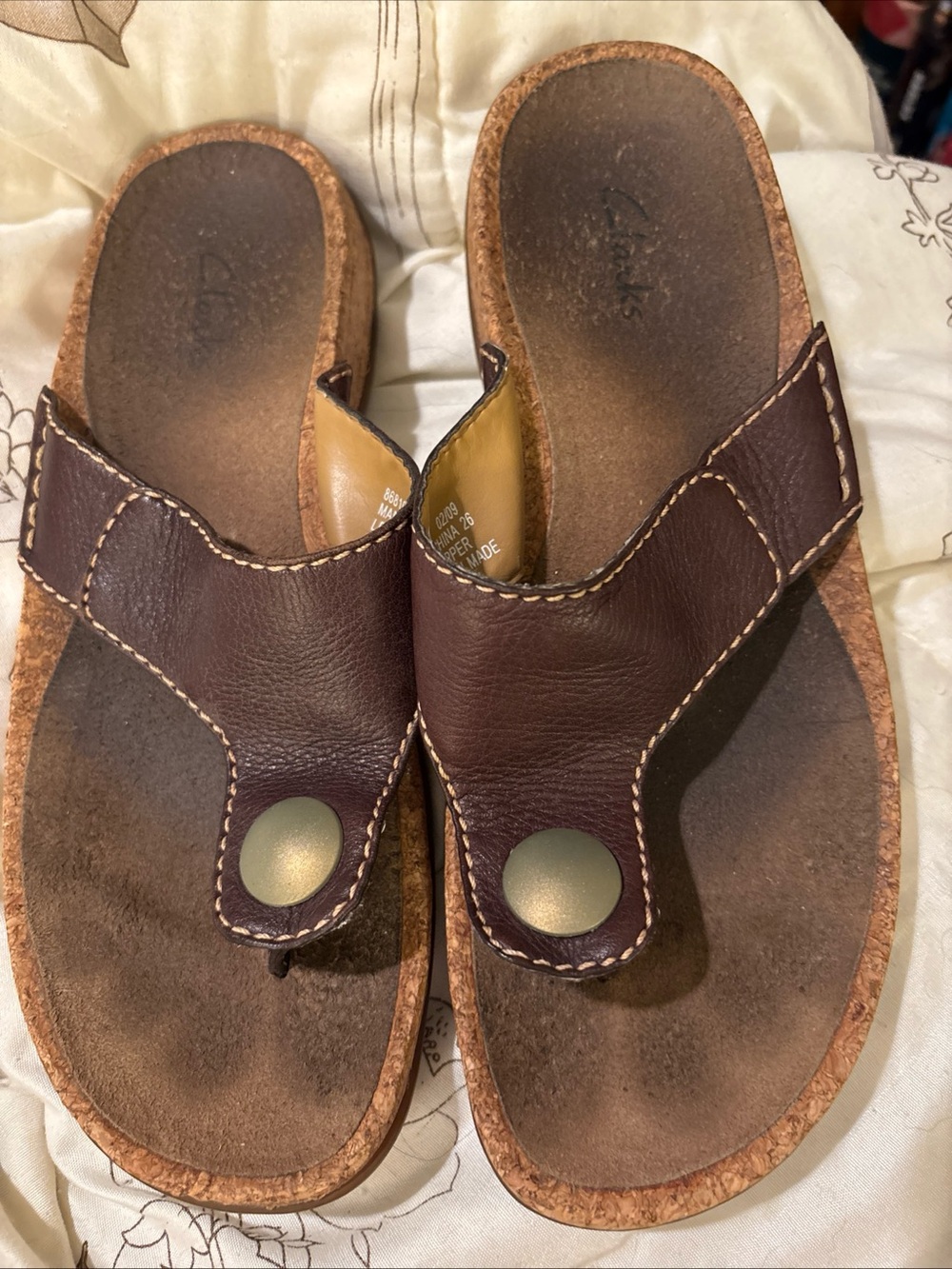 Clarks Dark Brown Leather Thong Sandals